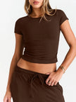 Round Neck Short Sleeve Shirt and Pants Loungewear  Style Ratio