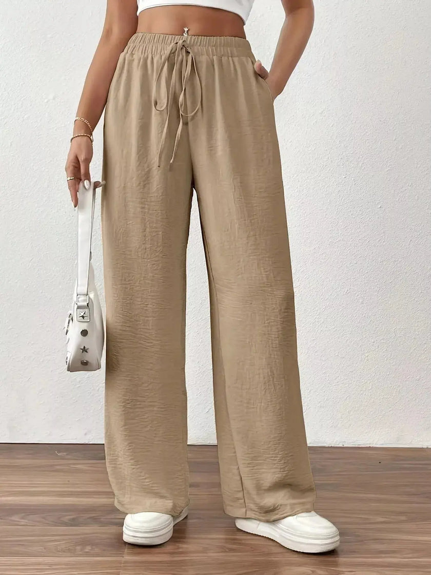 Casual Drawstring Wide Leg Pants  Style Ratio