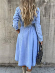 Full Size Tie Waist Button Front Denim Shirt Dress  Style Ratio
