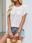 Openwork Short Sleeve Knit Top  Style Ratio