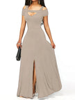 Elegant Off-Shoulder Slit Maxi Dress  Style Ratio