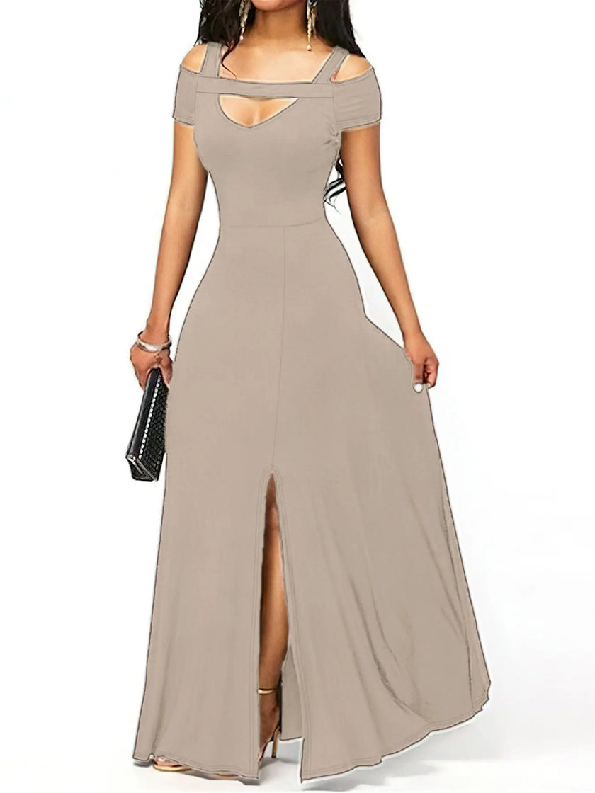 Elegant Off-Shoulder Slit Maxi Dress  Style Ratio