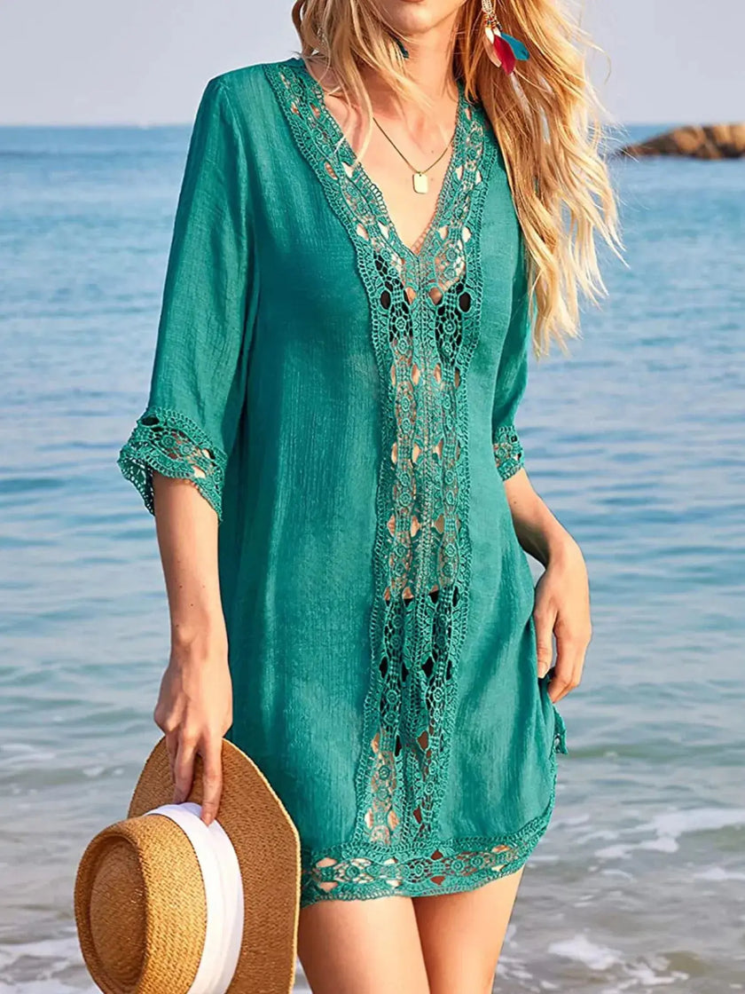 Lace Trim V-Neck Cover-Up  Style Ratio