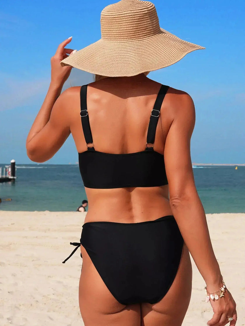 Palm Tree Cutout Lace-Up Bikini  Style Ratio