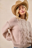 BiBi Cable Knit Sweater with Shoulder Braid Detail  Style Ratio