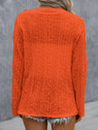 Eyelet Roll-Tab Sleeve Cardigan  Style Ratio