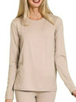 Zenana Microfiber Round Neck Top and Leggings Loungewear  Style Ratio