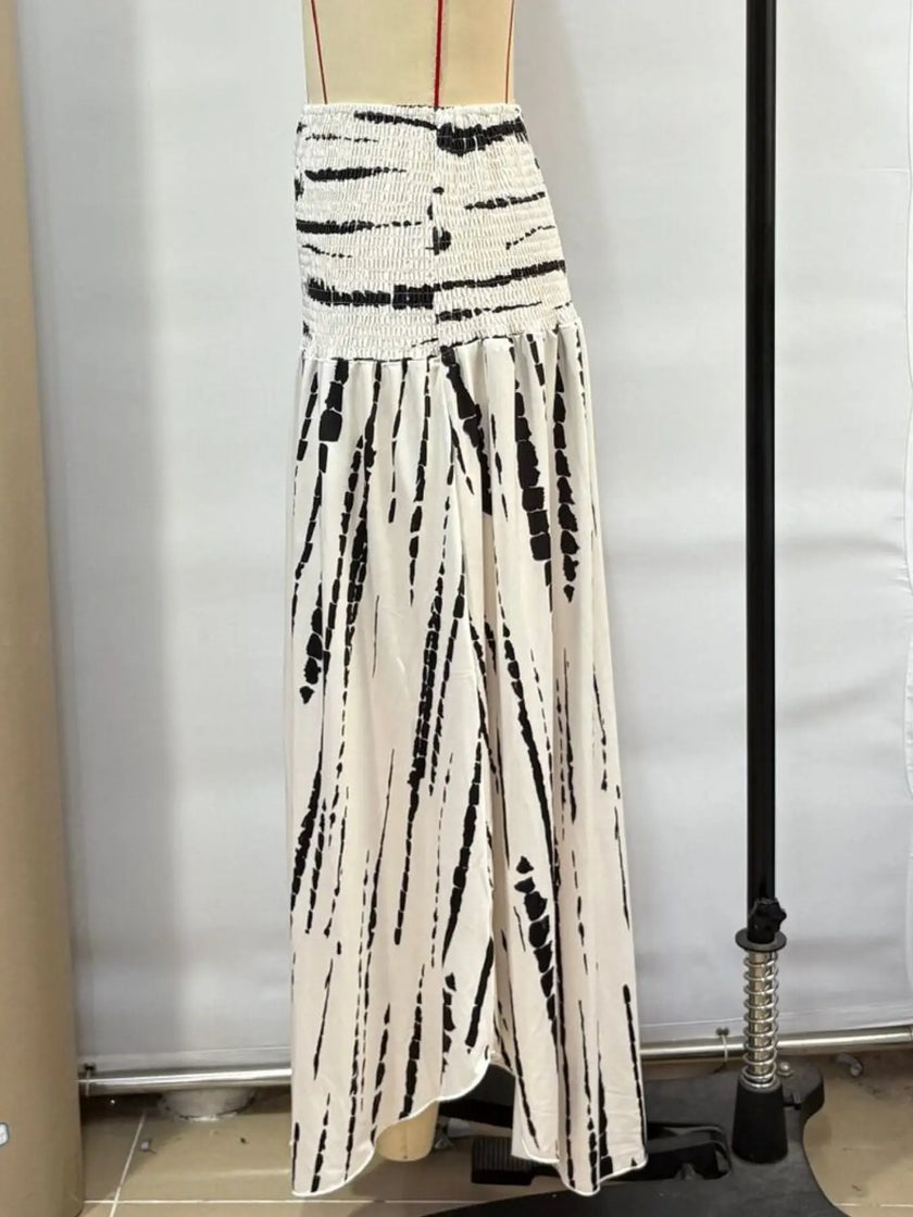 Smocked Asymmetrical Hem Skirt  Style Ratio