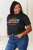 Simply Love Expensive Difficult Graphic Cuffed Short Sleeve Shirt  Style Ratio