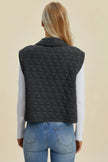 Double Take Full Size Pocketed Texture Snap Down Vest Coat  Style Ratio