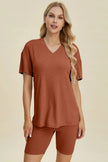 Basic Bae Full Size Ribbed V-Neck Short Sleeve Top and Shorts Loungewear  Style Ratio