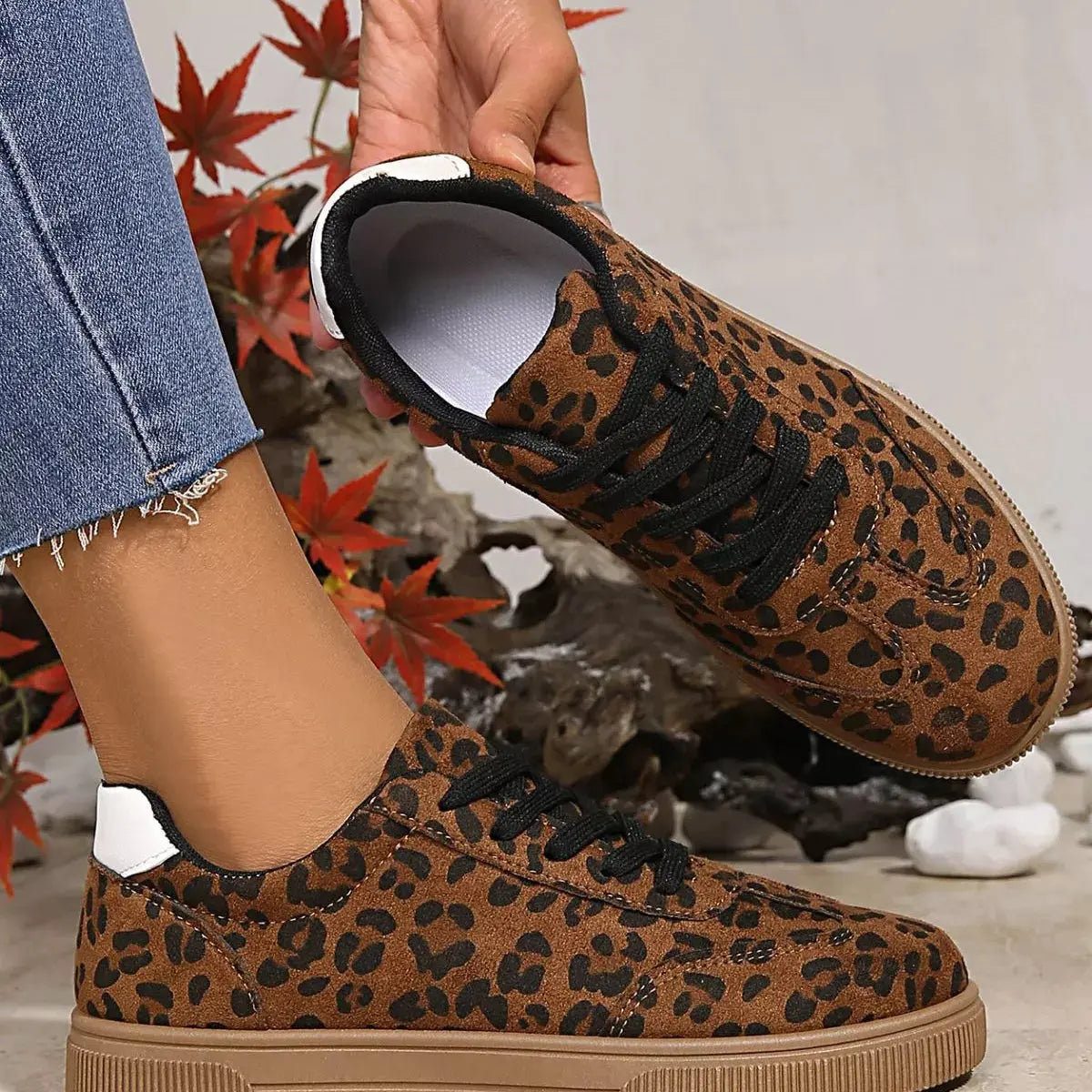 Leopard Lace Up Sneakers  Style Ratio