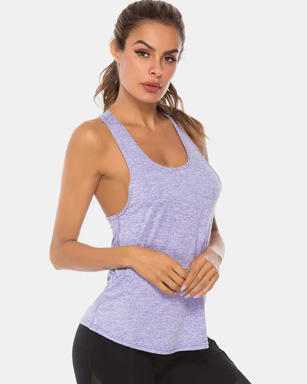 Full Size Scoop Neck Wide Strap Active Tank  Style Ratio
