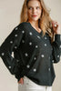 Umgee Star V-Neck Long Sleeve Sweater  Style Ratio