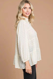 Culture Code Full Size Swiss Dot Smocked Mock Neck Blouse  Style Ratio