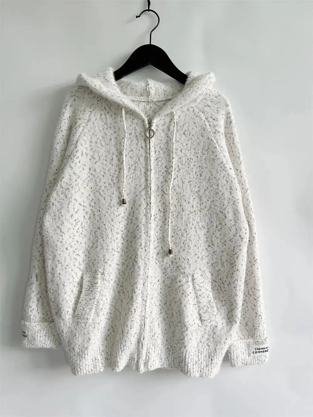 Zip Up Drawstring Long Sleeve Hooded Sweater  Style Ratio