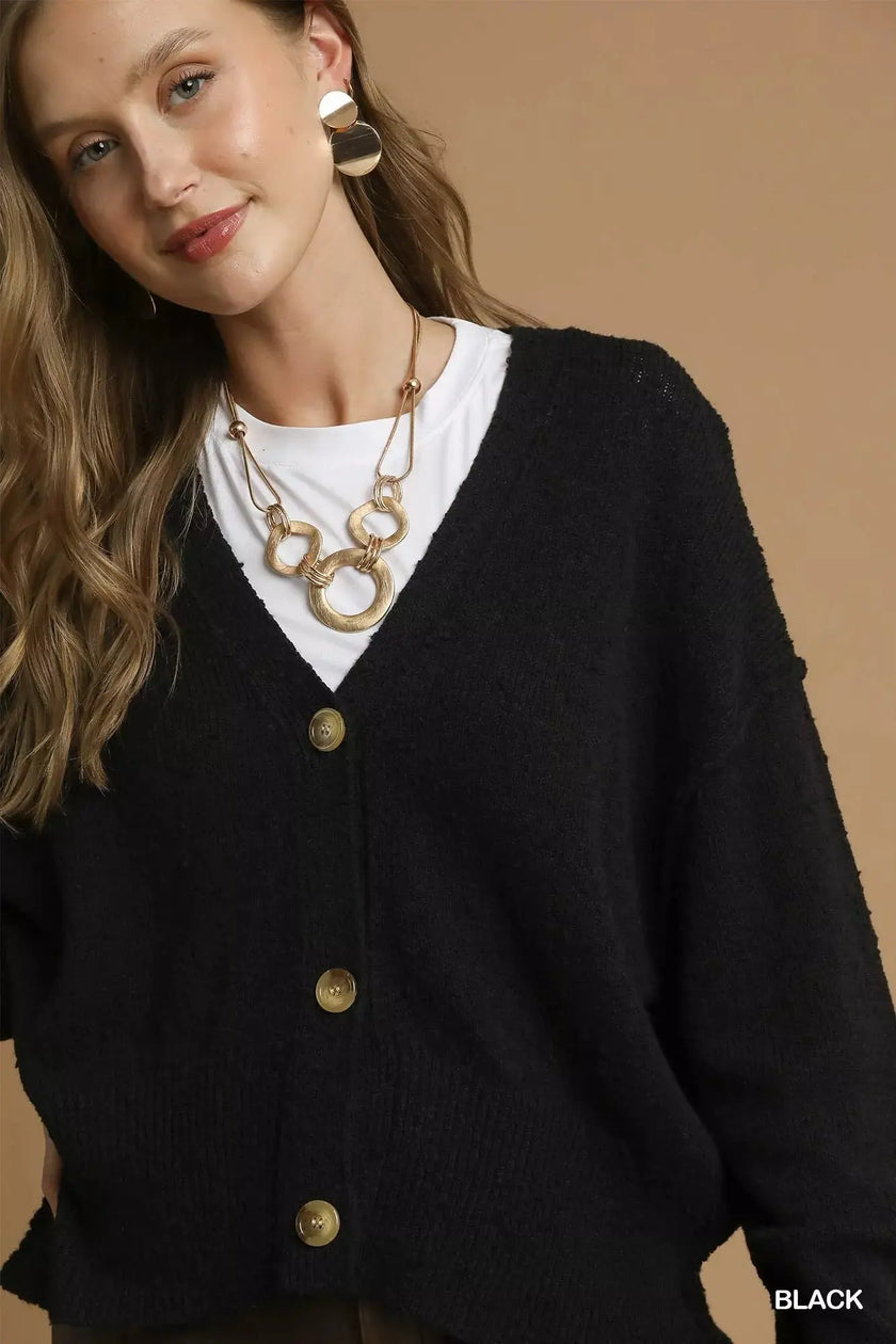 Umgee Button-Front V-Neck Knit Cardigan  Style Ratio