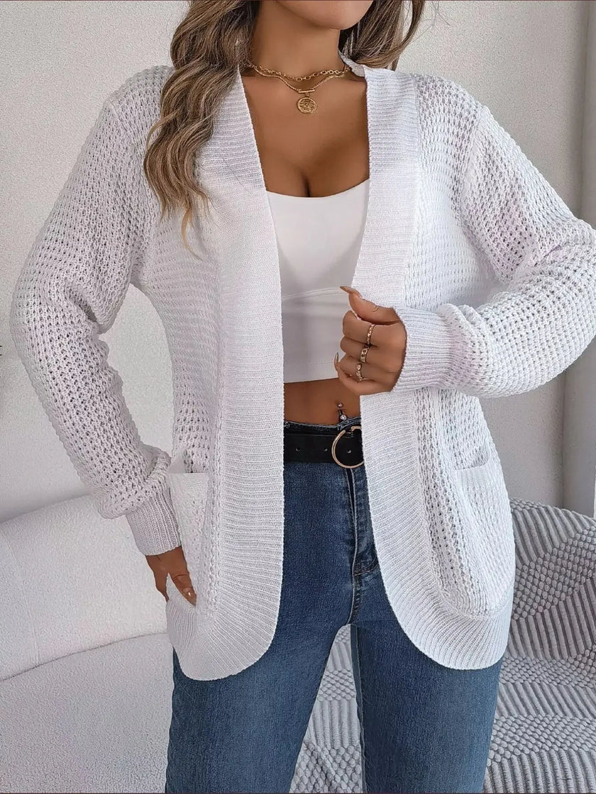 Chunky Knit Open Front Cardigan with Pockets  Style Ratio
