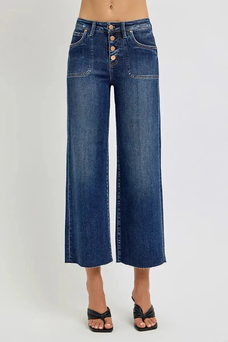 RISEN High Rise Crop Wide Button Up Jeans  Style Ratio