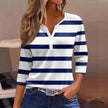 Stripe V Neck Buttoned Casual Shirt - Style Ratio