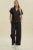 Double Take Collared Neck Short Sleeve Top and Pants Set  Style Ratio
