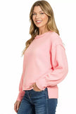 Zenana Brushed Melange Hacci Oversized Pullover  Style Ratio