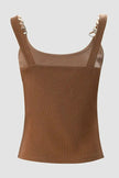Brown Gold Chain Straps Rib Knit Tank Top  Style Ratio