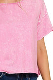 Zenana Washed Crew Neck Short Sleeve Crop Box Shirt  Style Ratio