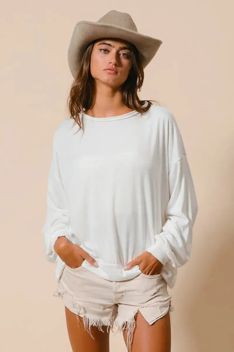 BiBi Loop Terry Pull Over With Cut Edge Band  Style Ratio