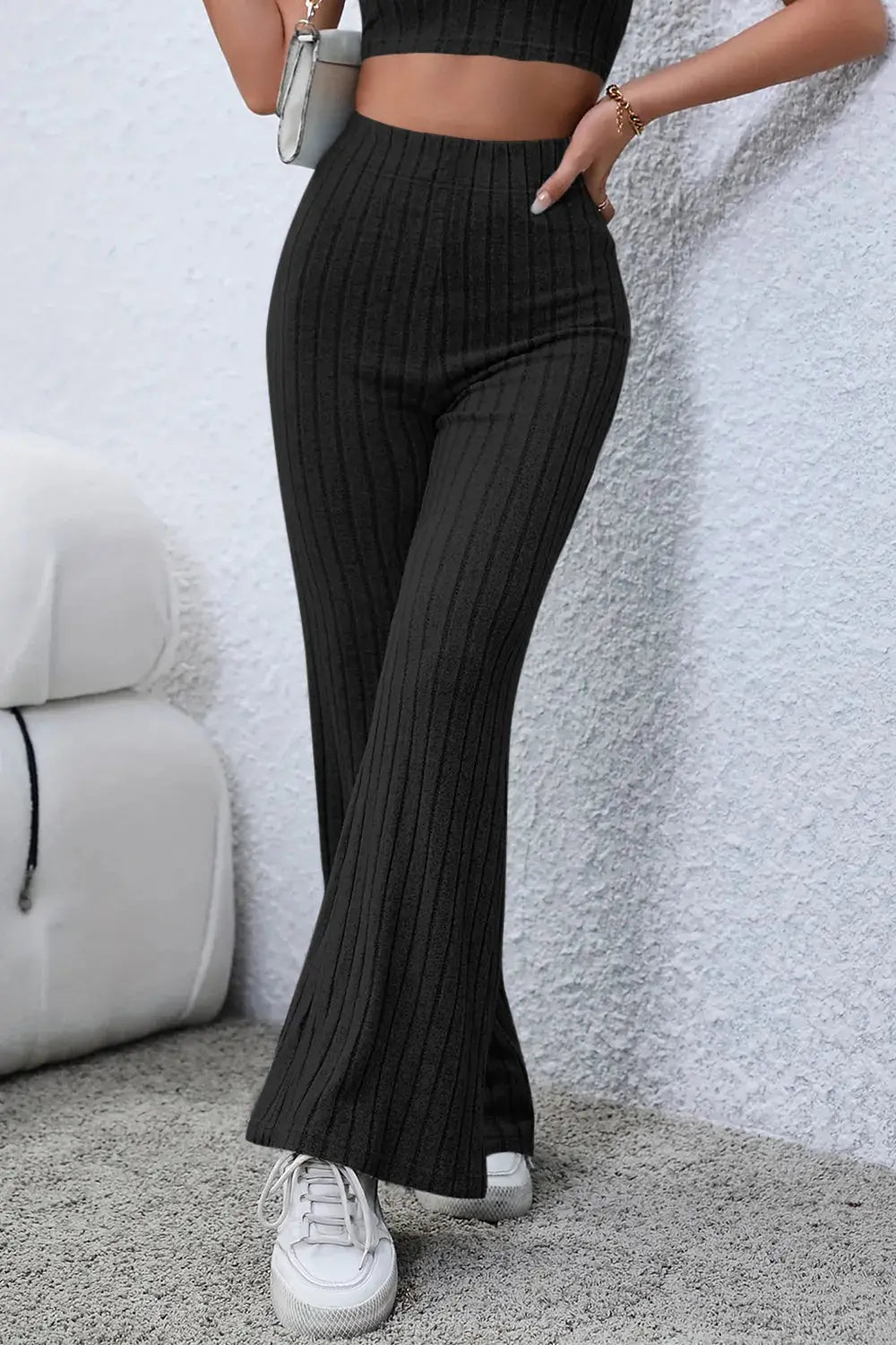 Basic Bae Full Size Ribbed High Waist Flare Pants  Style Ratio