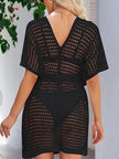 Open Front Tied Openwork Cover-Up  Style Ratio
