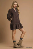 Umgee French Terry Ruffle Hem Dress with Plaid Trim  Style Ratio