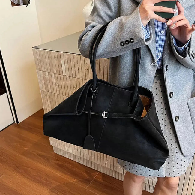 Elegant Suede Tote Handbag  Style Ratio