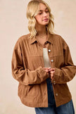 BiBi Corduroy Relaxed Fit Long Sleeve Shacket  Style Ratio
