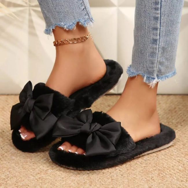 Bow Open Toe Slippers  Style Ratio