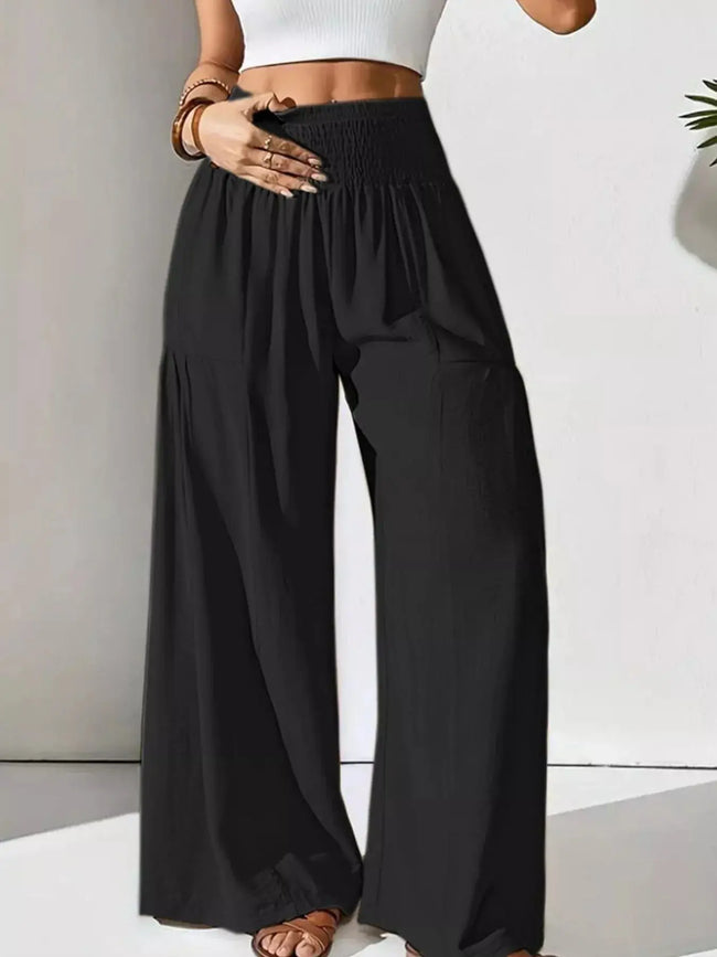 Smocked Waist Wide Leg Pants  Style Ratio