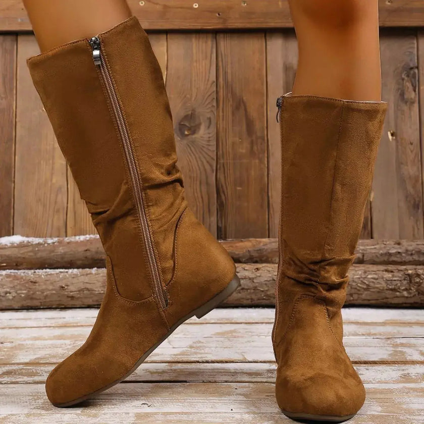Round Toe Side Zip Boots  Style Ratio