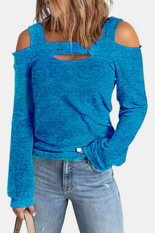 Full Size Cutout Shoulder Long Sleeve Shirt  Style Ratio