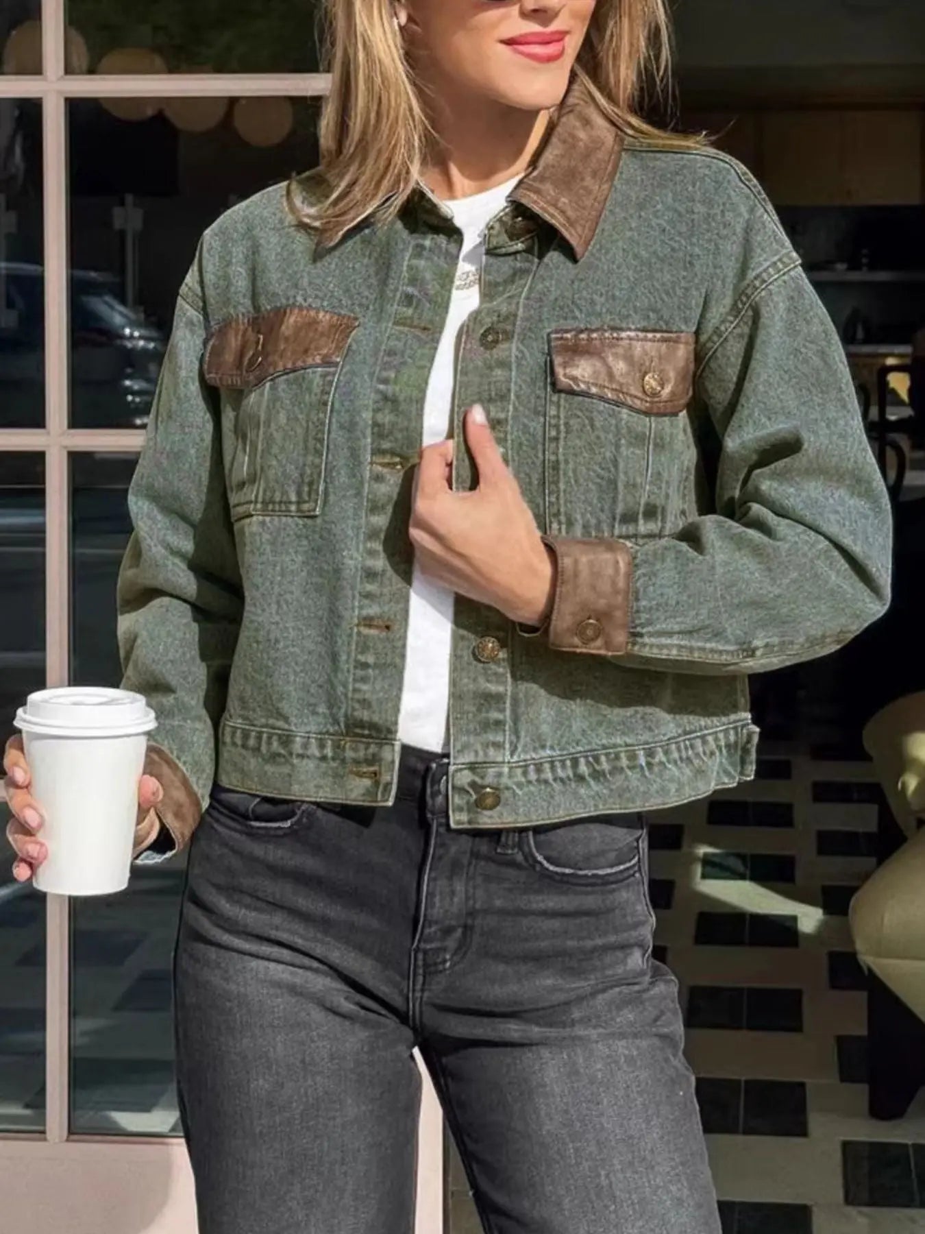Button Up Chest Pockets Denim Jacket  Style Ratio