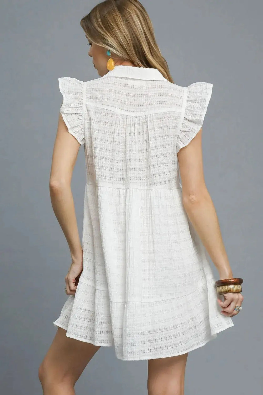 Umgee Ruffle Cap Sleeve Textured Mini Dress  Style Ratio