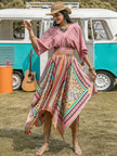 Printed High Waist Handkerchief Hem Skirt  Style Ratio