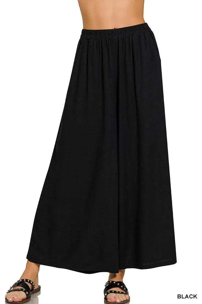 Zenana Woven Pleated Linen Blend Wide Leg Pants  Style Ratio