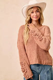 BiBi Chunky Knit Sweater with Flower Detail Sleeves  Style Ratio