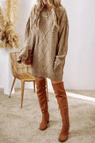 Cable-Knit Round Neck Sweater Dress  Style Ratio