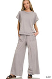 Zenana Washed Short Sleeve & Long Pants Loungewear  Style Ratio