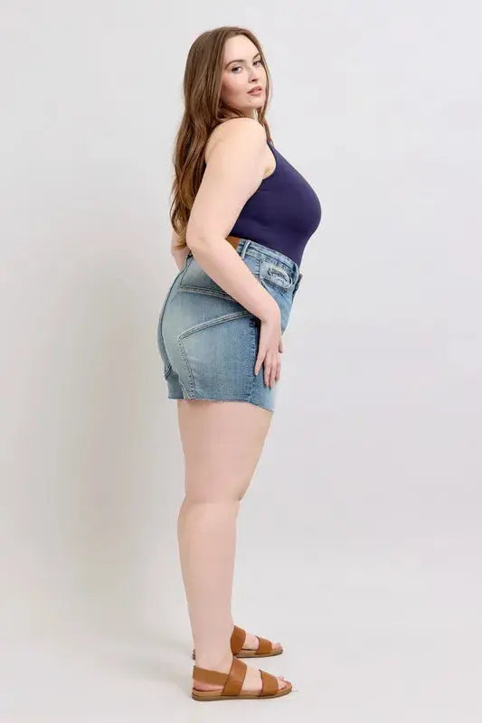 Judy Blue High Waist Star Seam Detail Denim Shorts  Style Ratio