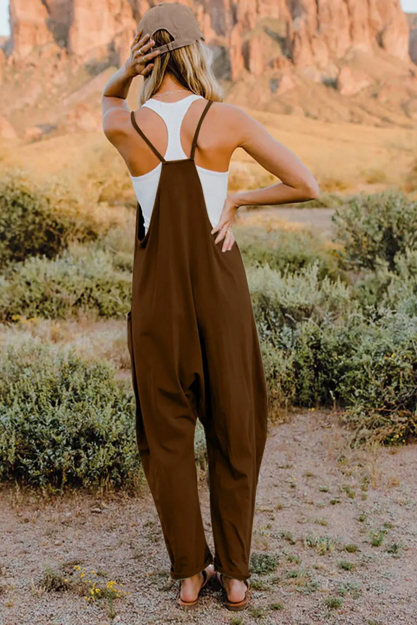 Double Take V Neck Sleeveless Jumpsuit with Pockets  Style Ratio
