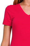 Zenana Basic Cotton V-Neck Short Sleeve Shirt  Style Ratio