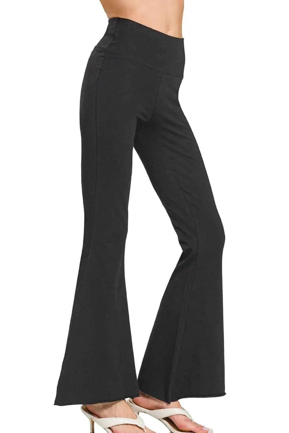 Zenana Raw Edge Hem Flare Yoga Pants  Style Ratio