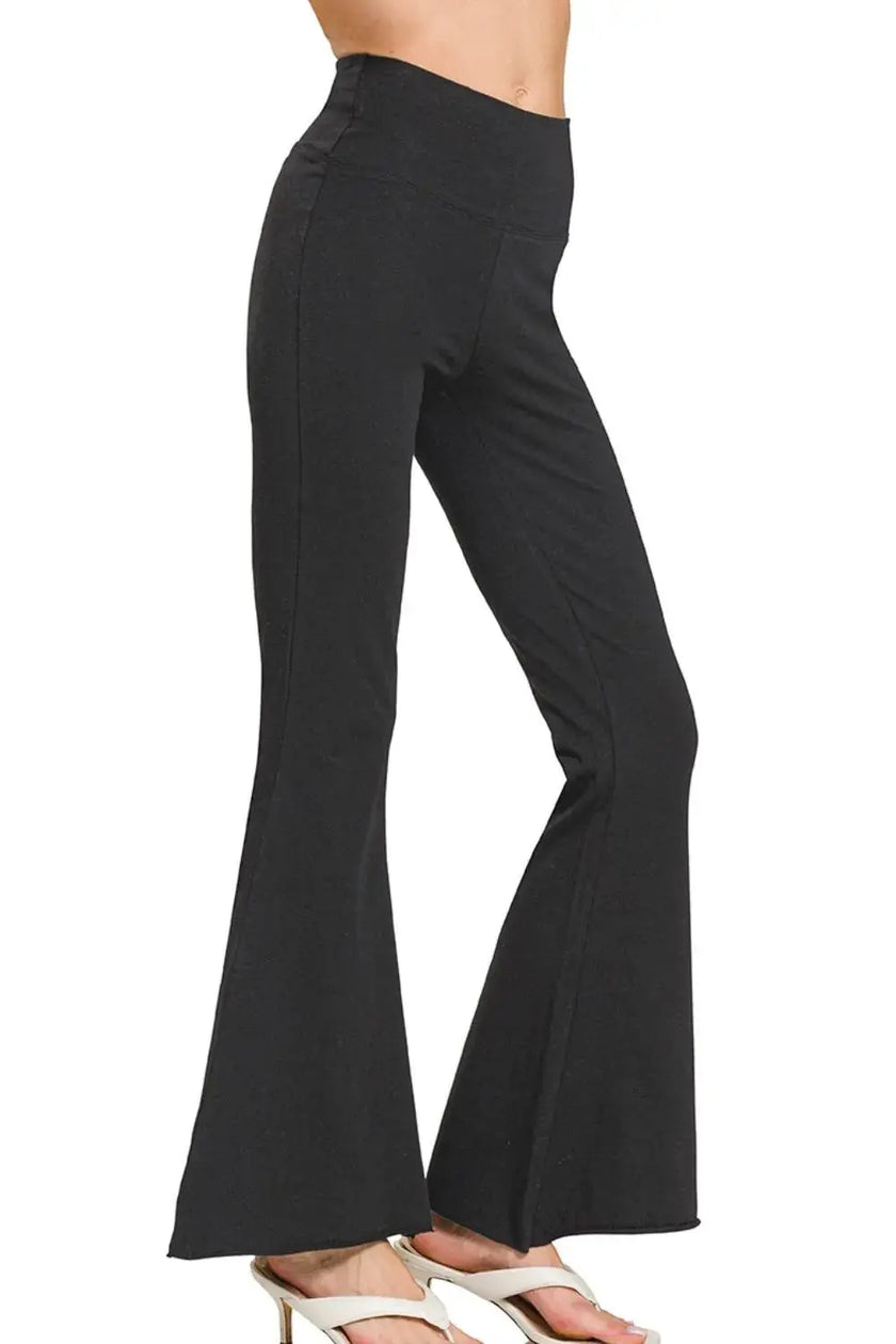 Zenana Raw Edge Hem Flare Yoga Pants  Style Ratio